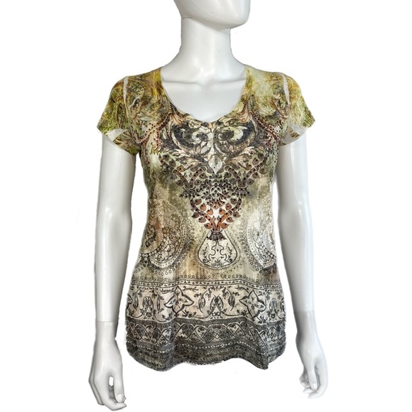 Dress Barn Women’s Fitted Y2K V-Neck Paper Thin Tee - Picture 1 of 7